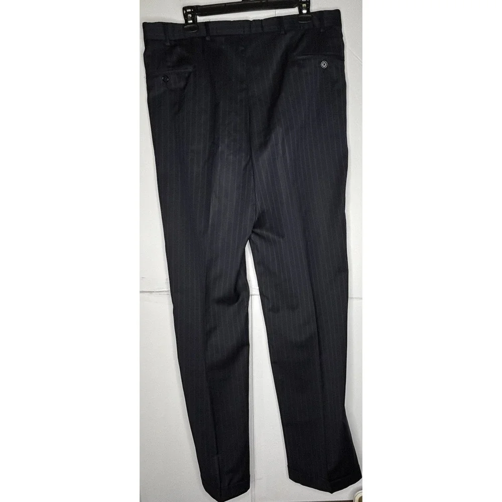 Brooks Brothers 1818 Madison Wool Blue Pinstripe Dress Pants Mens 40x34 Pleated